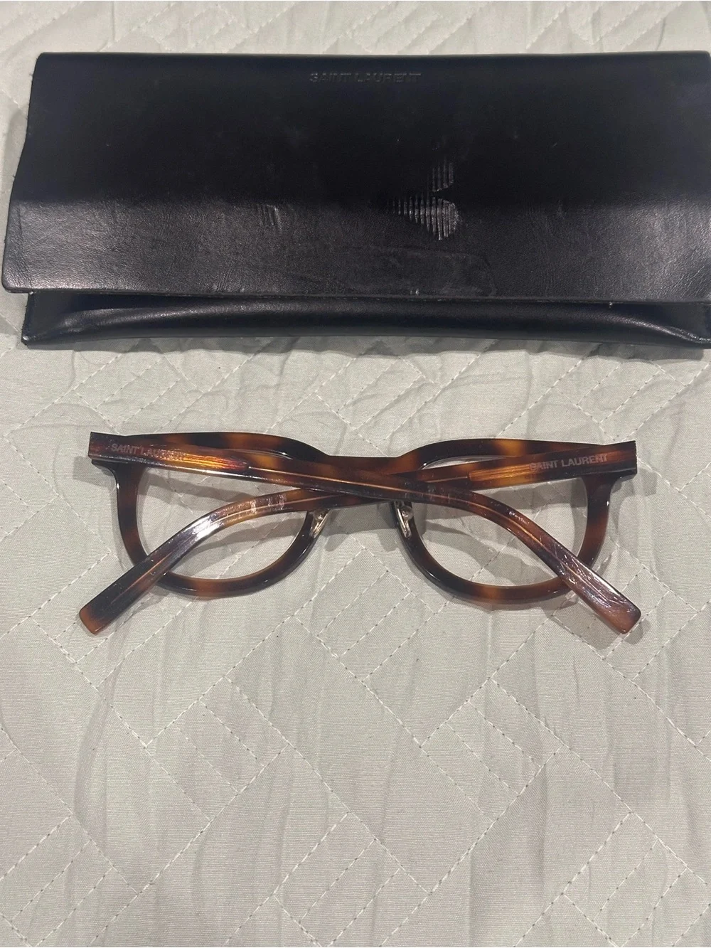 Saint Laurent SL 141 Slim 002 Eyeglasses Tortoise Havana 46-25-145 YSL Case